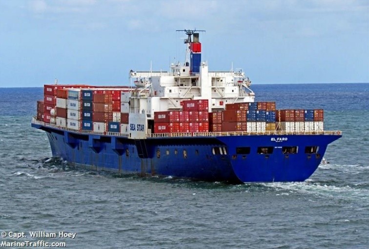 El Faro at sea viewed from stern (Photo by William Hoey)