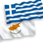 Flags of Greece and Cyprus on a white background