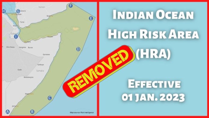 Indian Ocean High Risk Area 01 Jan 2023